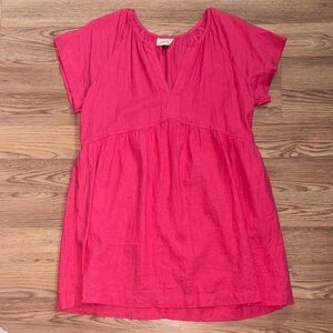 Women's Pink babydoll v neck dress with pockets